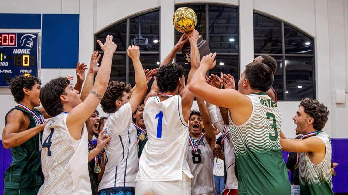 The North celebrates a dramatic comeback win over the South at the annual Miami-Dade High School Boys’ Volleyball All-Star Game at True North. The North celebrates a dramatic comeback win over the South at the annual Miami-Dade High School Boys’ Volleyball All-Star Game at True North.